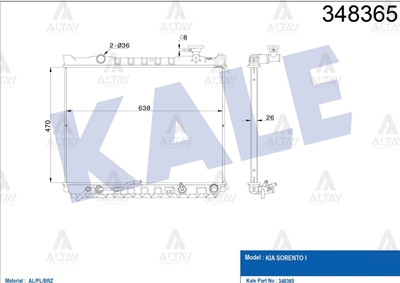KIA Sorento Su Radyatörü 2006-2009 Radyatör Su 26mm A-t Brazıng OEM 25310-3E730 KIA Sorento Su Radyatörü 2006-2009 Radyatör Su 26mm A-t Brazıng OEM 25310-3E730